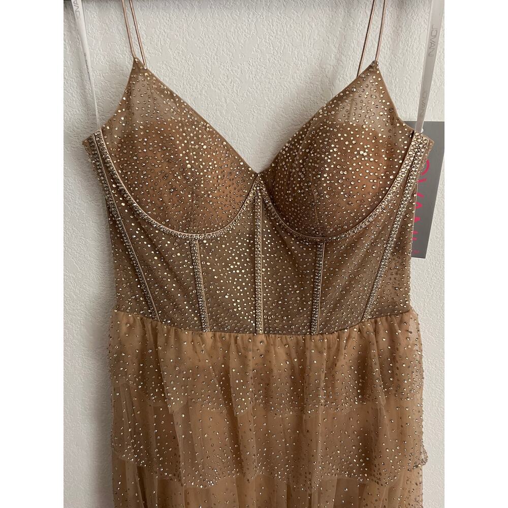 Jovani Rhinestone Corset Mesh Tulle Ruffle Layered Gown NWT - Picture 6 of 8